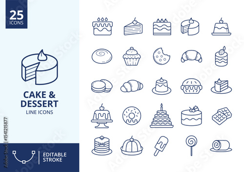 Line icon cake and dessert vector 