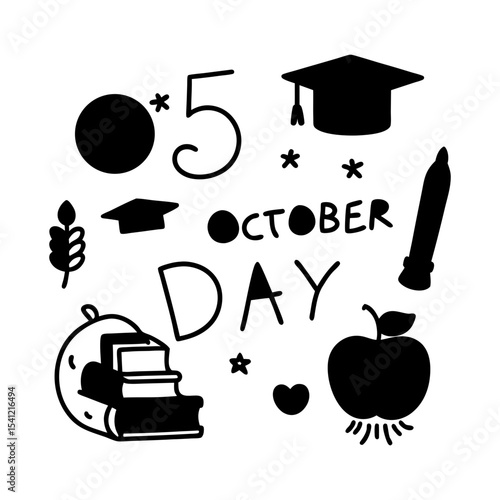 Illustration of october fifth day with school and education elements