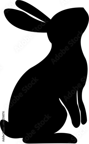 上を見るウサギ　シルエット	