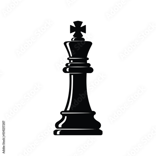 King chess piece silhouette vector illustration, classic game icon, strategy symbol, black isolated design

