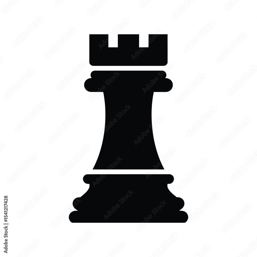Rook chess piece silhouette vector illustration, classic game icon, strategy symbol, black isolated design
Rook chess piece silhouette vector illustration, classic game icon, strategy symbol, black isolated design