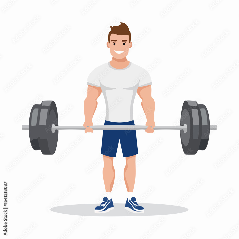 Fototapeta premium vector Sportsman with barbell. in the gym