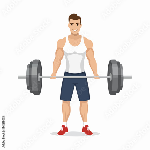 vector Sportsman with barbell. in the gym