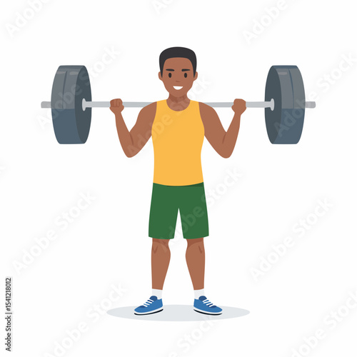 vector Sportsman with barbell. in the gym