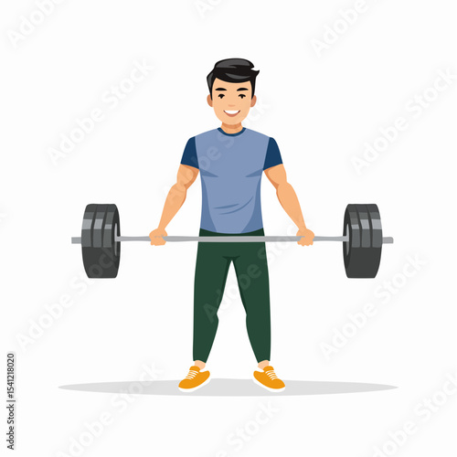 vector Sportsman with barbell. in the gym