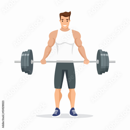 vector Sportsman with barbell. in the gym