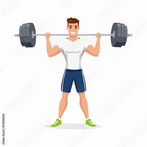 vector Sportsman with barbell. in the gym