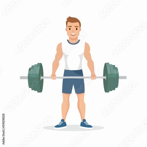 vector Sportsman with barbell. in the gym