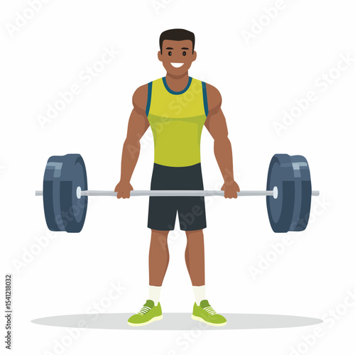 vector Sportsman with barbell. in the gym