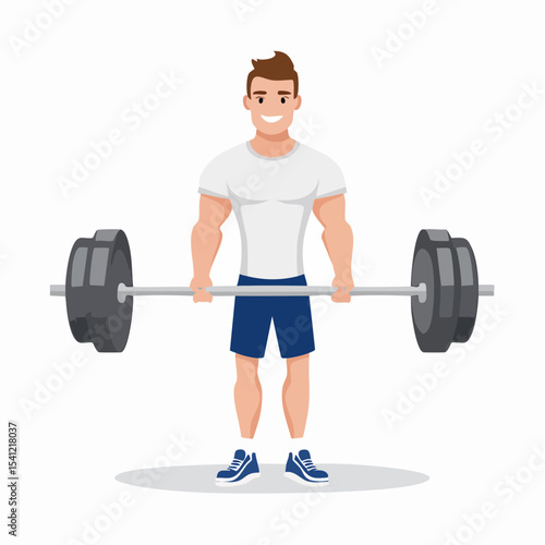 vector Sportsman with barbell. in the gym