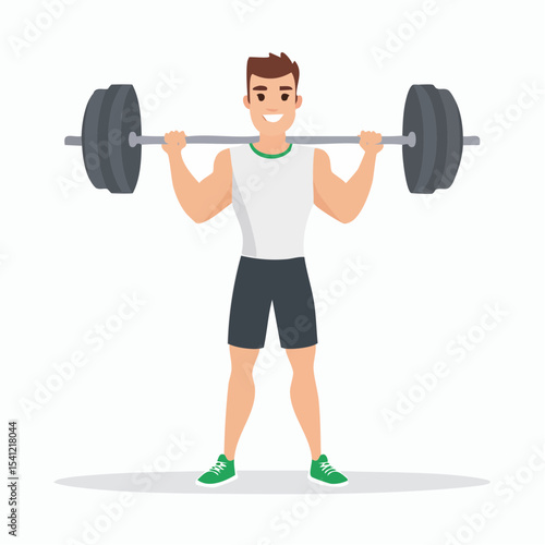 vector Sportsman with barbell. in the gym