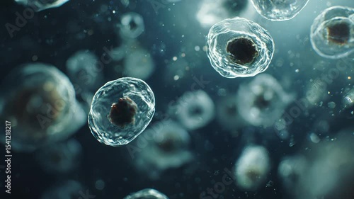 Wallpaper Mural Microscopic view of human cells floating gently in illuminated biological fluid background Torontodigital.ca