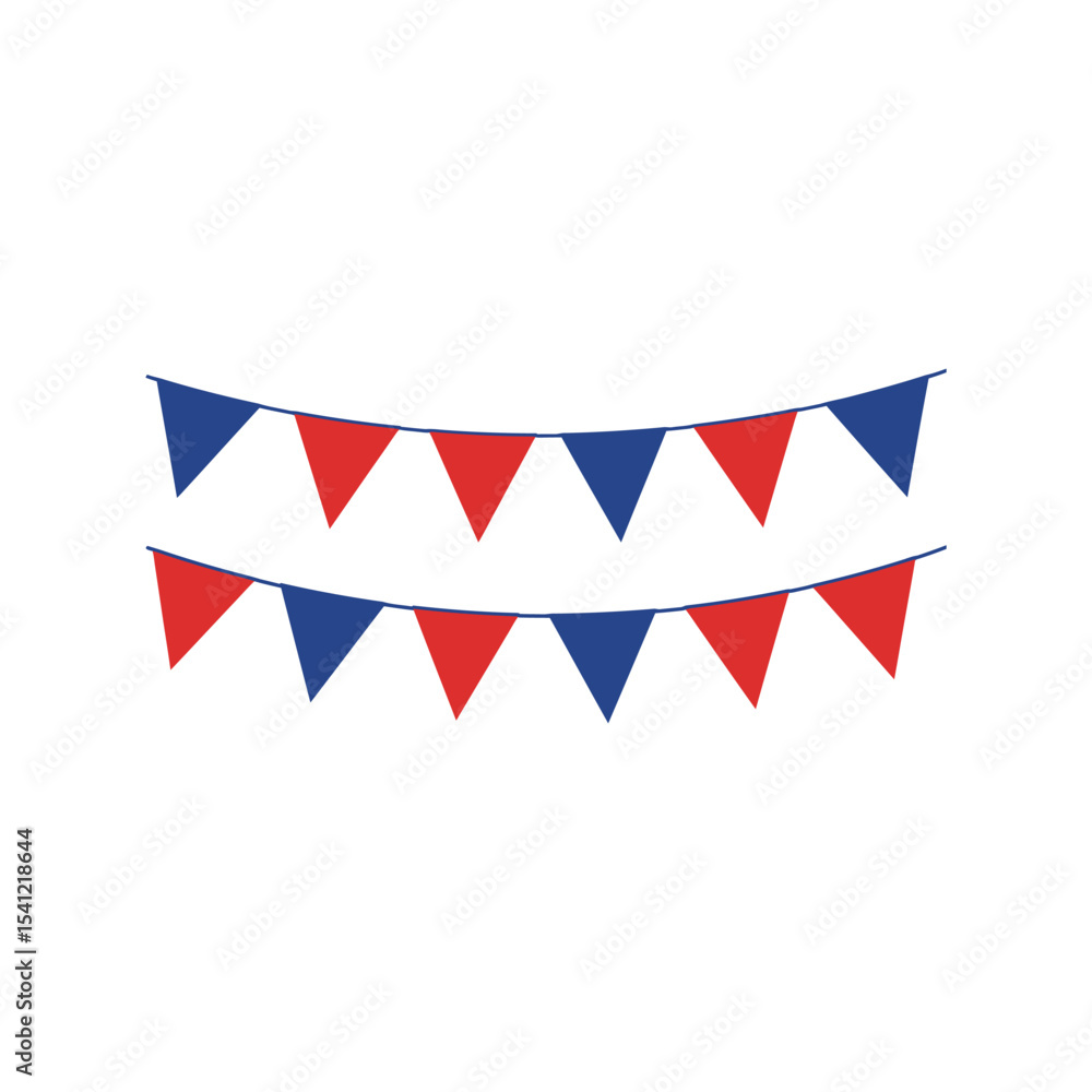 Obraz premium 4th of July bunting vector illustration, patriotic American flag garland, Independence Day decoration