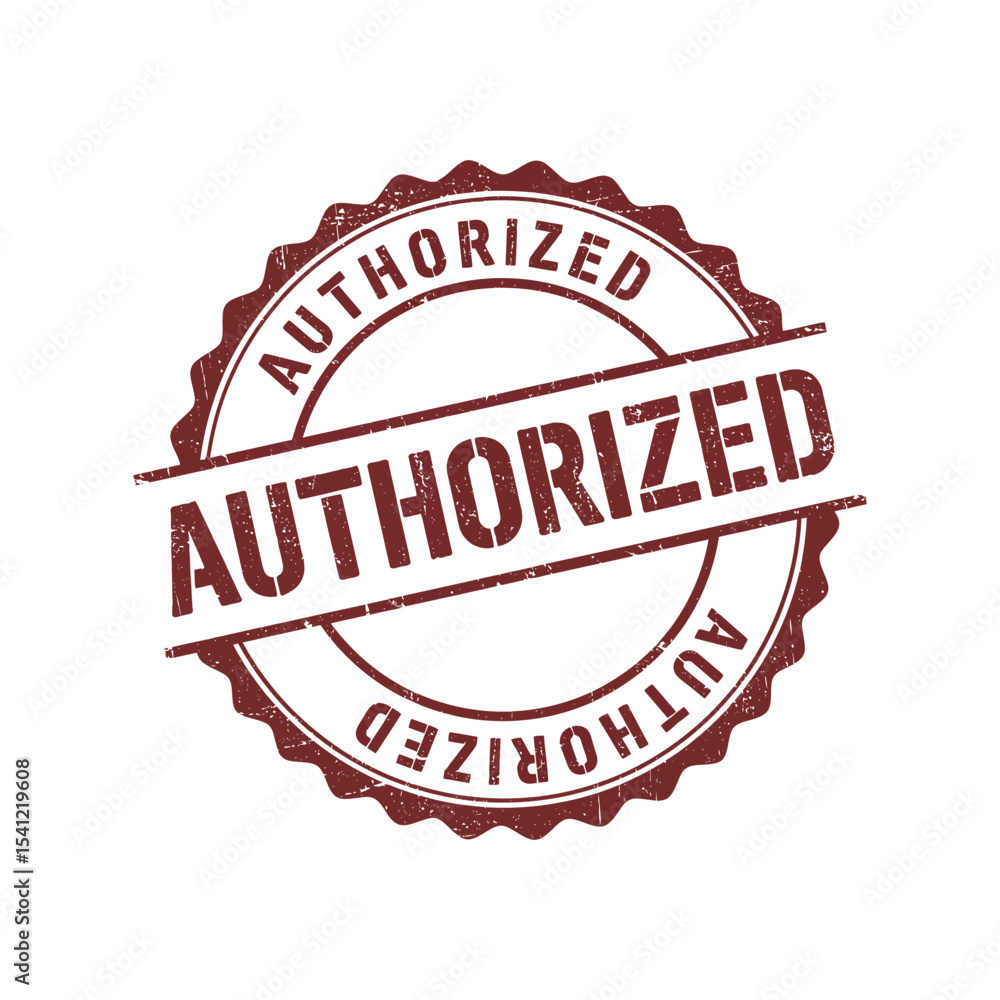Obraz premium Authorized rubber stamp grungy vector illustration, vintage official label, retro distressed seal, approval badge