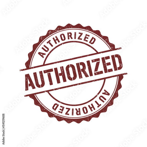 Authorized rubber stamp grungy vector illustration, vintage official label, retro distressed seal, approval badge