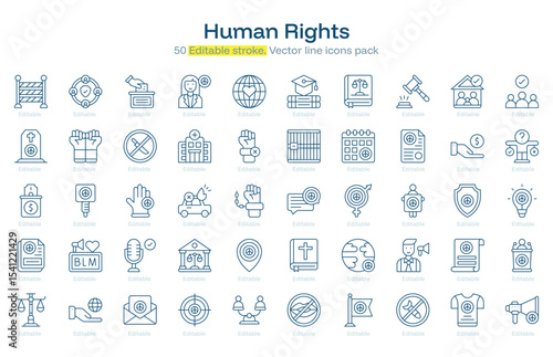 Human Rights line icon pack. Human Rights Stroke icon set. Editable Stroke icon