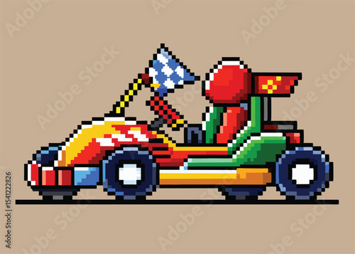 Pixel Art Go Kart – Retro Mini Racing Vehicle in 8-bit 16-bit Style