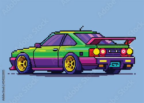 Pixel Art Race Car Sprite – Fast Retro Racing Vehicle in 8-bit 16-bit 32-bit Style
