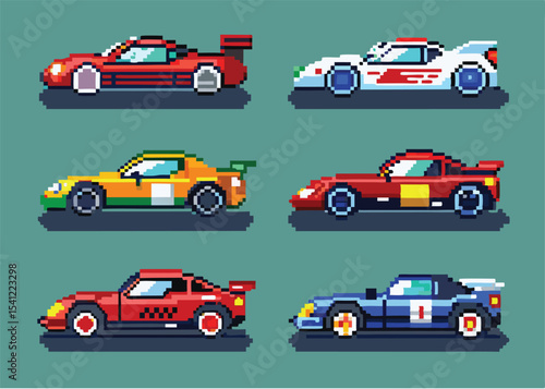 Pixel Art Race Car Sprite – Fast Retro Racing Vehicle in 8-bit 16-bit 32-bit Style