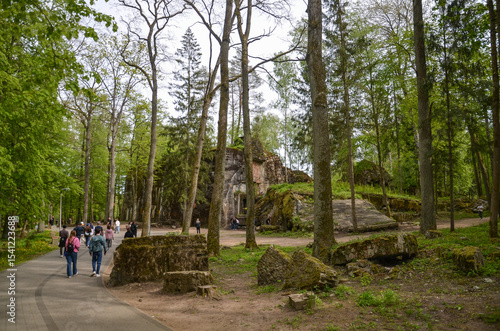 remains of buildings, trees, the concrete town of bunkers Wolf's Lair in Gierłoż near Kętrzyn