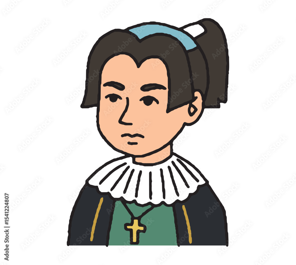 Obraz premium 江戸時代に活躍した男性の手描きイラスト