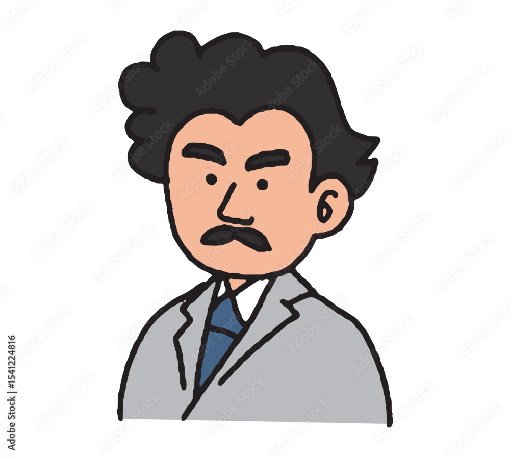 明治時代に活躍した男性の手描きイラスト 明治時代に活躍した男性の手描きイラスト