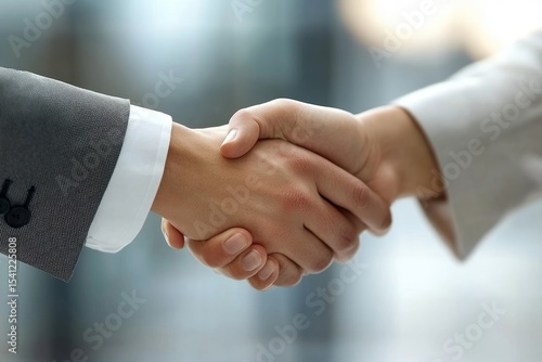 Young businessman celebrating his promotion, shaking hands with his boss after receiving his new position., Generative AI