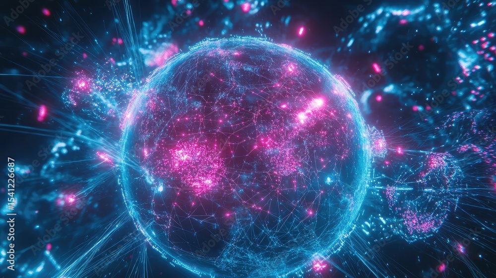 Obraz premium Global network connection graphic of the earth.