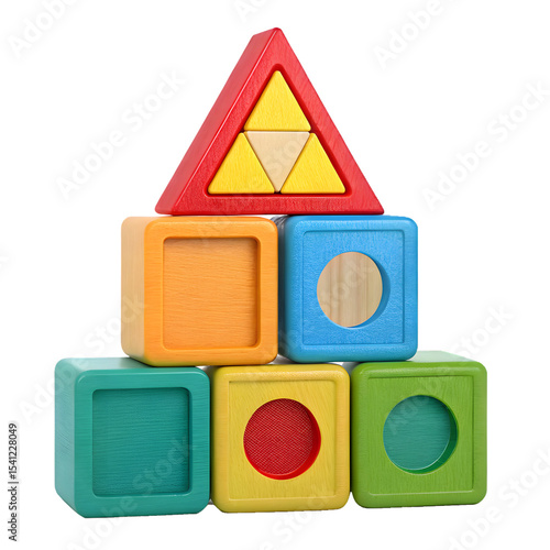Watercolor paint set with colorful blocks isolated on white background