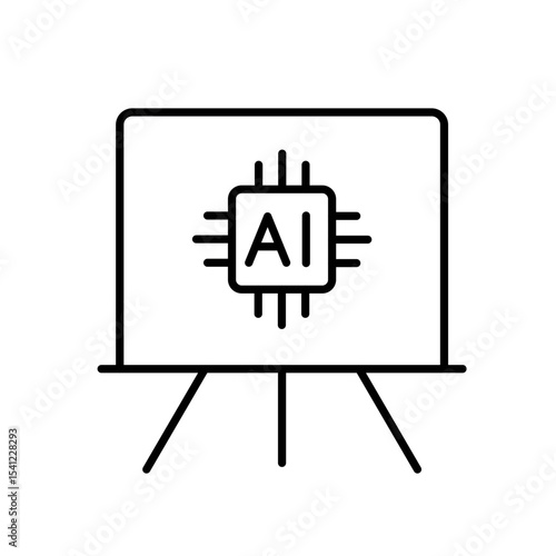 Editable stroke line icon of AI virtual whiteboard used for collaborative digital education and brainstorming