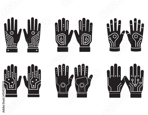 smart gloves with touch screen compatibility icon vector silhouette