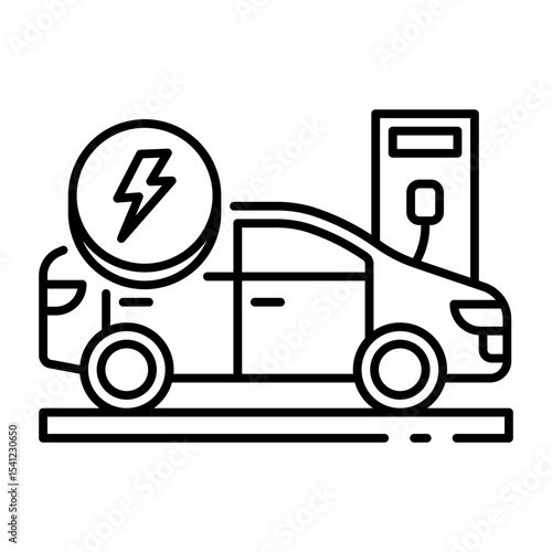 This Electric car icon is suitable for Transportation, Travel and Tourism, etc