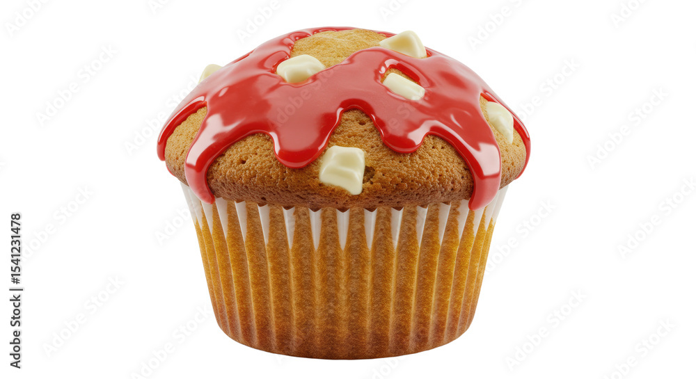 Delicious Red Glaze Muffin with White Chocolate Chips Delicious Red Glaze Muffin with White Chocolate Chips