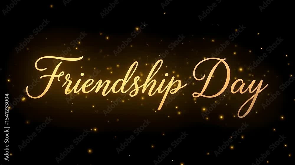 Friendship Day golden text sparkles on black. Celebration, greeting, invitation background for social media, video projects, promoting friendship and events. Ideal for branding. Friendship Day golden text sparkles on black. Celebration, greeting, invitation background for social media, video projects, promoting friendship and events. Ideal for branding.