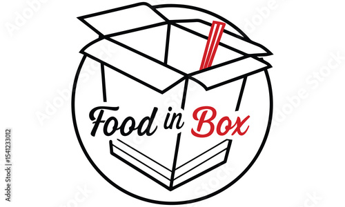 Food in a box logo design isolated on white background