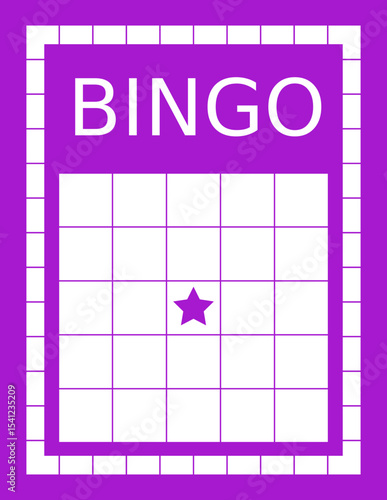 Bingo ticket with no numbers. Empty lotto and keno card template. Clean gambling sheet for party game design, casino-themed projects and vector lucky draw illustrations.