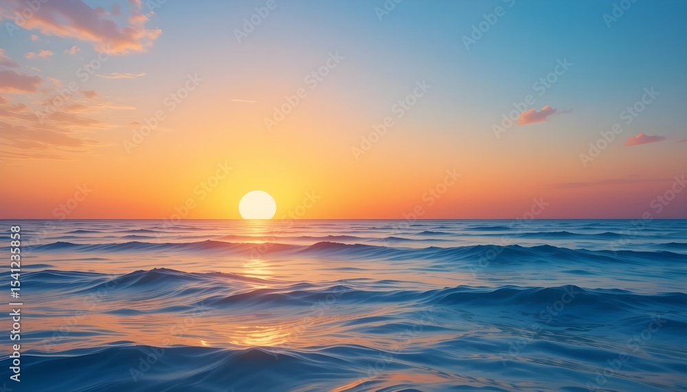 Sunrise or Sunset Over Ocean with Gradient Summer Sea Background Sunrise or Sunset Over Ocean with Gradient Summer Sea Background