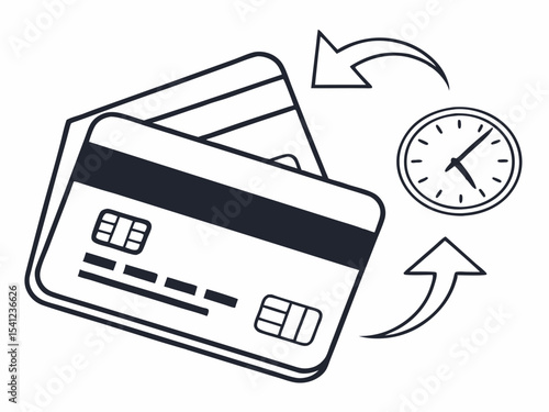 Elegant Minimalist Vector Icon Of A Credit Card With A Clo Icon
