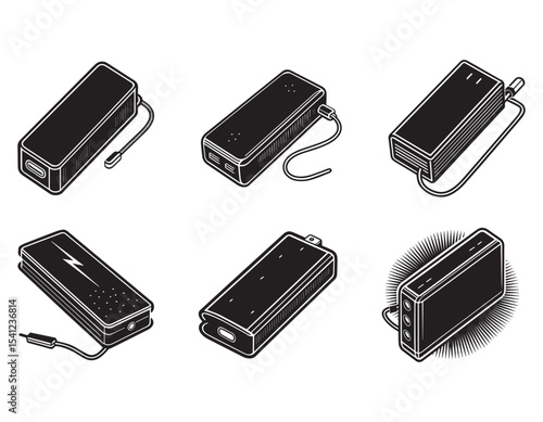 sleek power bank for charging devices on the go icon silhouette vector illustration