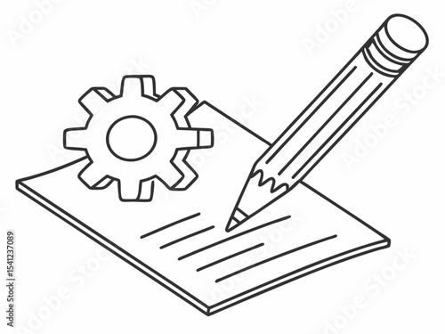 Stylish Minimal Line Icon Of A Pencil Writing On Paper Wit Design