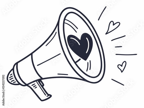 Stylish Minimal Vector Icon Of A Megaphone With A Heart S Design