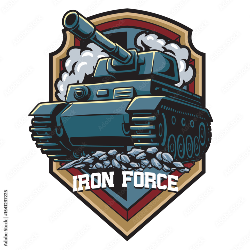 Naklejka premium Vector Illustration of Tank with Detailed Illustration Available for Logo Badge