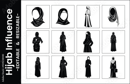 Hijab Fashion Influence Vector Collection Of Muslim Women In Various Styles And Professions