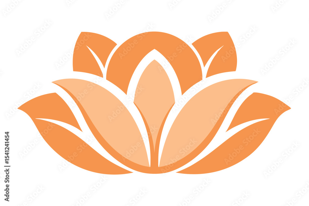 Fototapeta premium of an Orange Lotus Flower with Shading on White Background