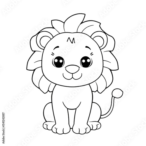 Black and White Lion Drawing for Kids Activity