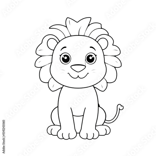 Simple Lion Sketch for Printable Coloring Sheet