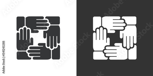 Hand together icon. Solid glyph series icon