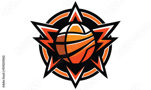 Abstract basketball star logo design isolated on white background