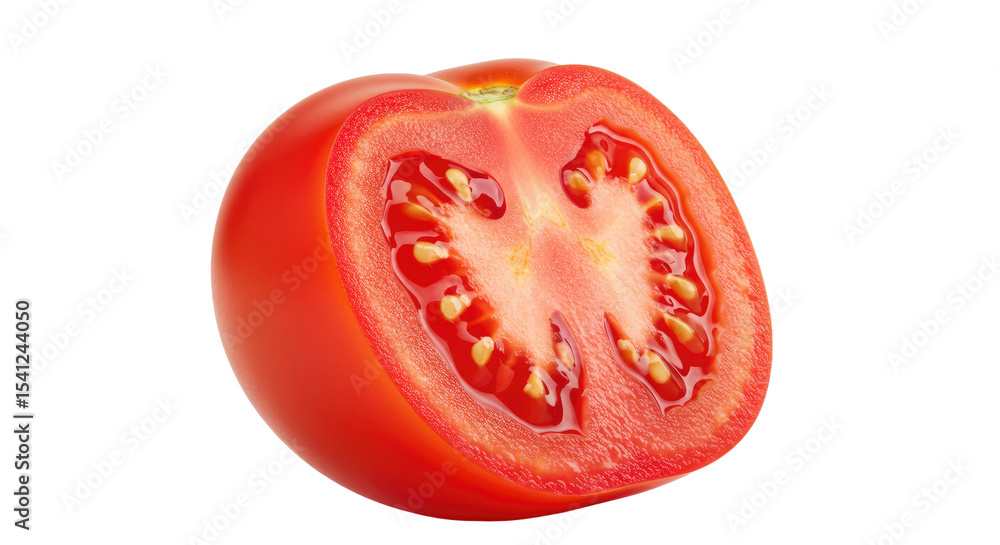 Juicy Red Tomato Half Cut Open Showing Seeds and Pulp. Juicy Red Tomato Half Cut Open Showing Seeds and Pulp.
