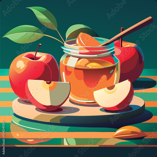 Apples and Honey - Autumn Still Life.